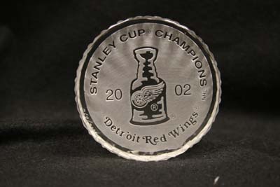 Etched Waterford Hockey Puck Etched Design on Waterford Puck
