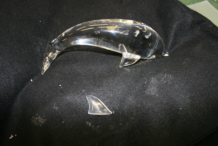 Steuben Crystal repair new fin 5