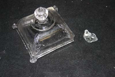 pressed glass lid missing corner 