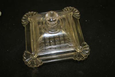 Pressed Glass Butter Dish (with new glass corner)
