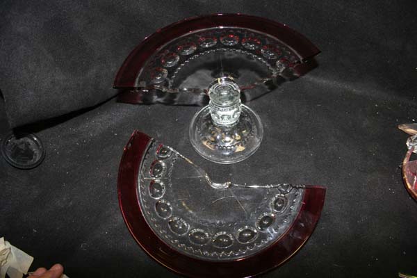 crystal repair antique glass cake plate