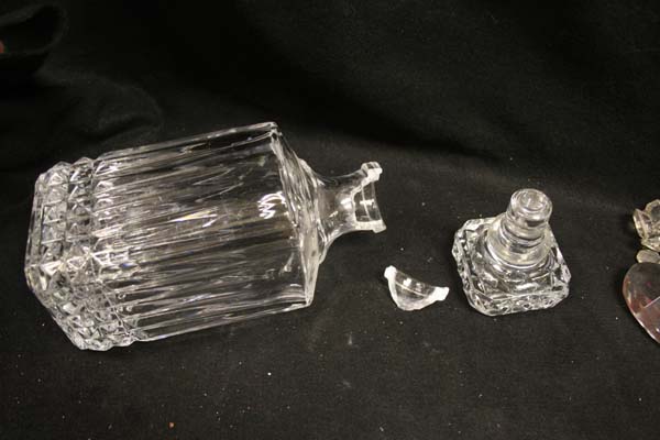 crystal decanter broken neck