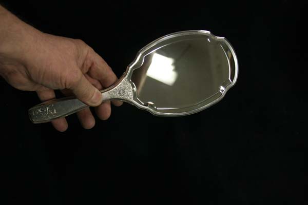 Beveled  Mirror for antique silver hand mirror