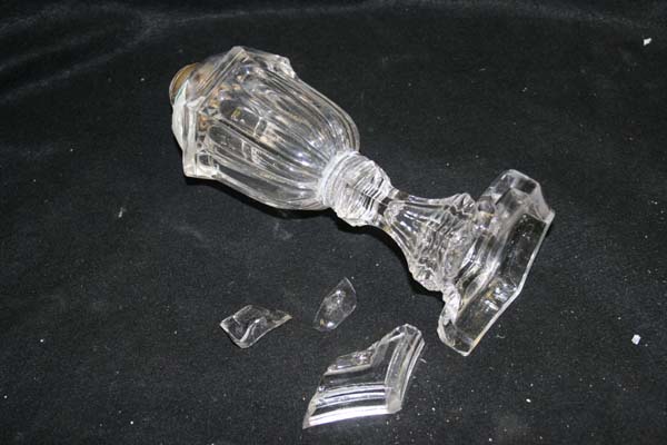 crystal repair antique glass oil lamp