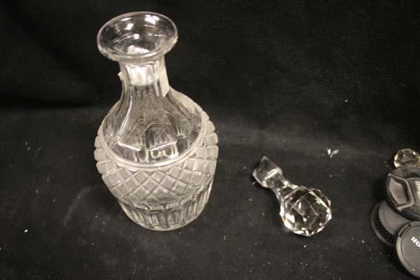antique crystal decanter with broken stopper