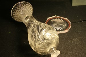 cut glass vase with old foot removed