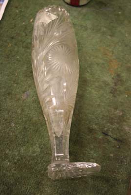 antique glass vase with cloudy stain