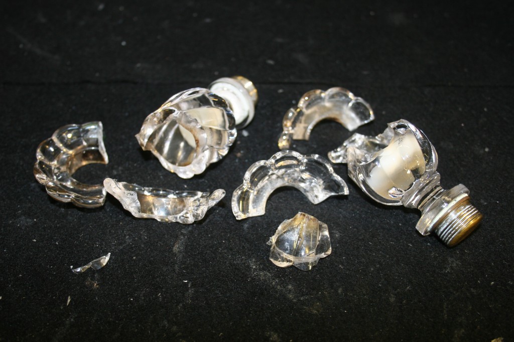 Antique glass repair broken crystal candlestick Bruening Glass Works