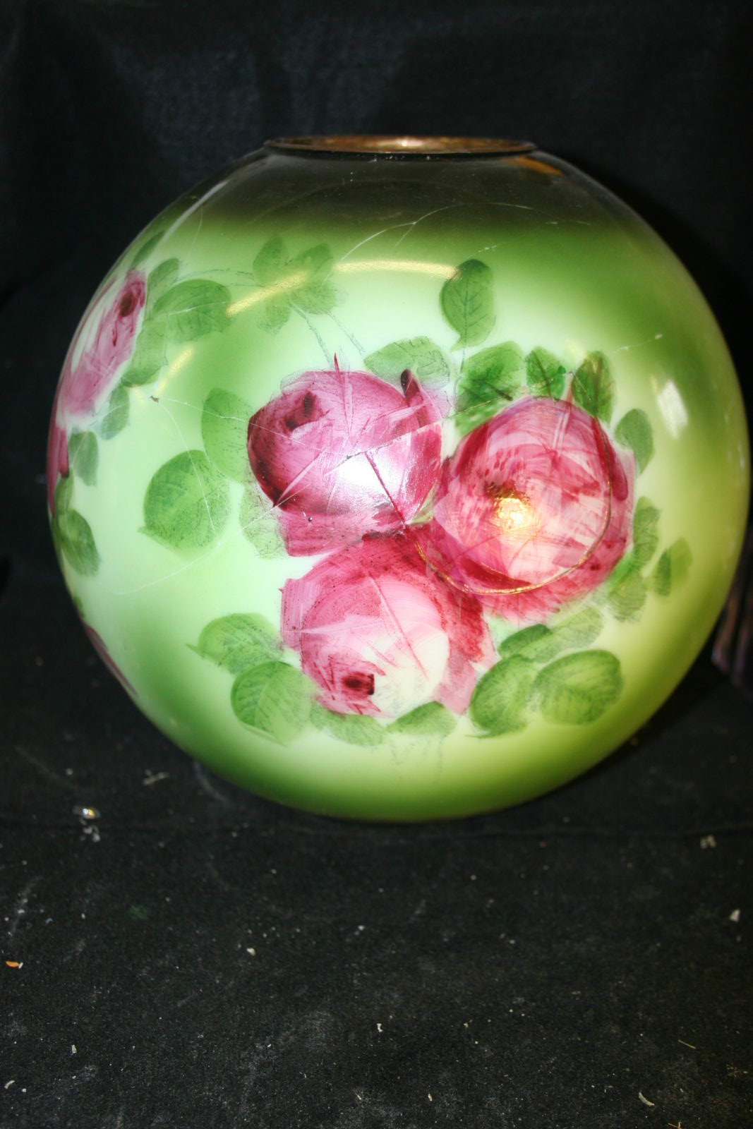 Antique glass globe repair painted lamp restoration Bruening Glass Works