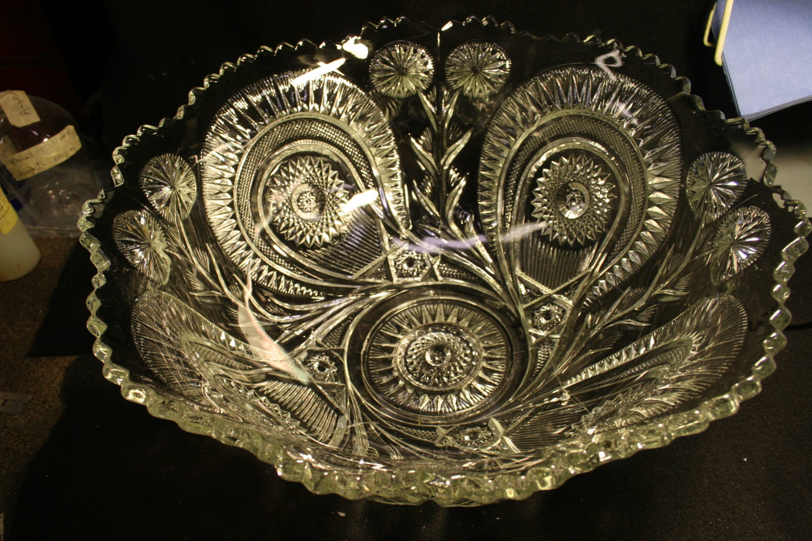 crystal punch bowl repair broken antique cut glass Bruening Glass Works