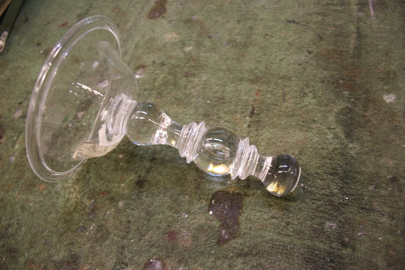 Steuben Crystal Candlestick Repair Broken Top Bruening Glass Works