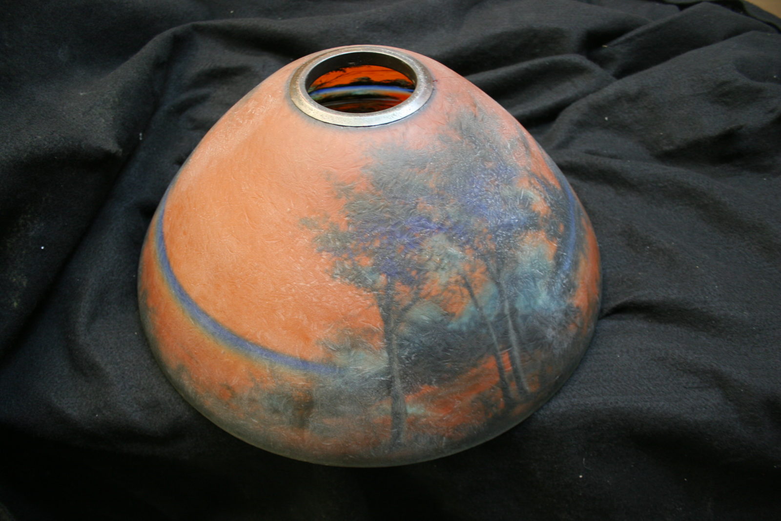 Antique Glass Shade Repair Reverse Painted Shade Bruening Glass Works